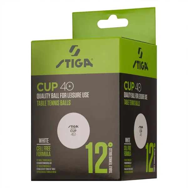 Мяч для наст. тенниса Stiga Cup ABS, 1110-2510-12, диам.40+мм, пластик, упак. 12 шт, белый за 1&nbsp;774.80 ₽ в Пензе
