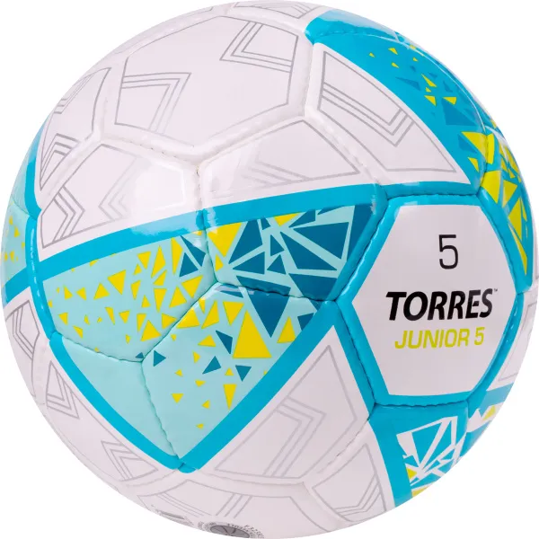 Мяч футб. TORRES Junior-5, F323805, р.5,глянц.ПУ,4 сл,32 п, руч.сш,бел-бирюзовый за 2&nbsp;070.60 ₽ в Пензе