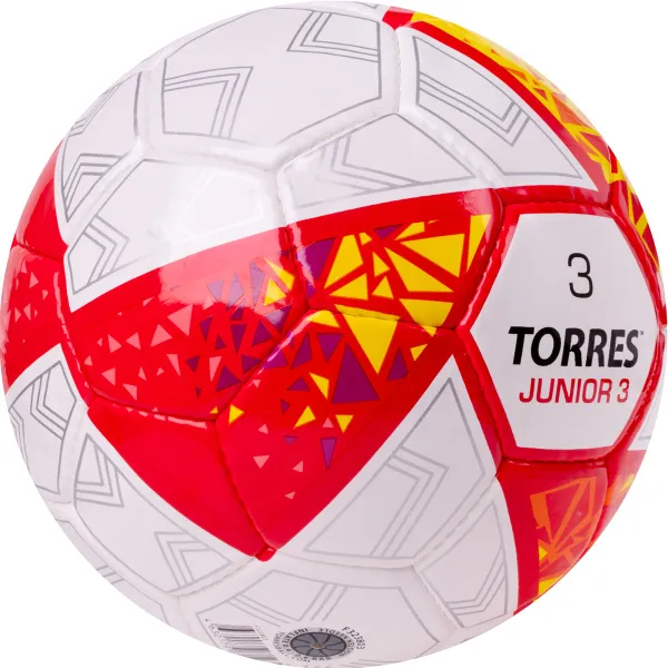 Мяч футб. TORRES Junior-3, F323803, р.3,глянц.ПУ, 4 сл, 32 п,руч.сш,бел-крас-жел за 2&nbsp;070.60 ₽ в Пензе