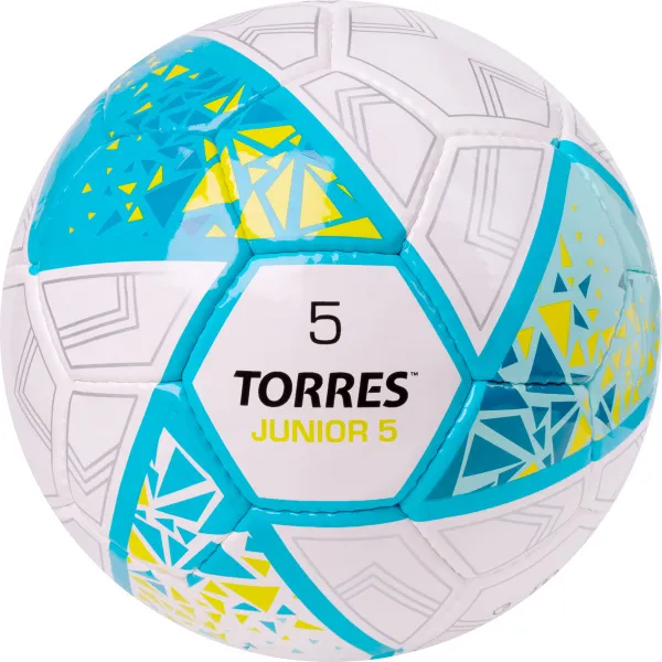 Мяч футб. TORRES Junior-5, F323805, р.5,глянц.ПУ,4 сл,32 п, руч.сш,бел-бирюзовый за 2&nbsp;070.60 ₽ в Пензе