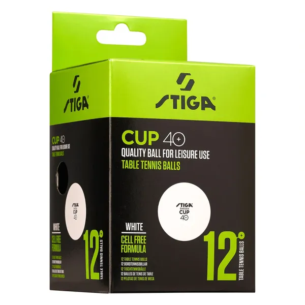 Мяч для наст. тенниса Stiga Cup ABS, 1110-2510-12, диам.40+мм, пластик, упак. 12 шт, белый за 1&nbsp;774.80 ₽ в Пензе
