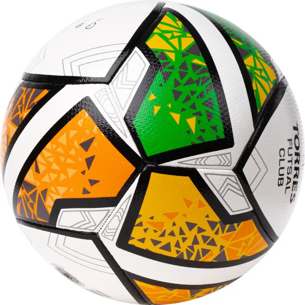 Мяч футзал. TORRES Futsal Club, FS323764, р.4, 10 пан. ПУ, 4 под. сл, гибрид. сш. бело-зел-оранж за 2&nbsp;264.40 ₽ в Пензе