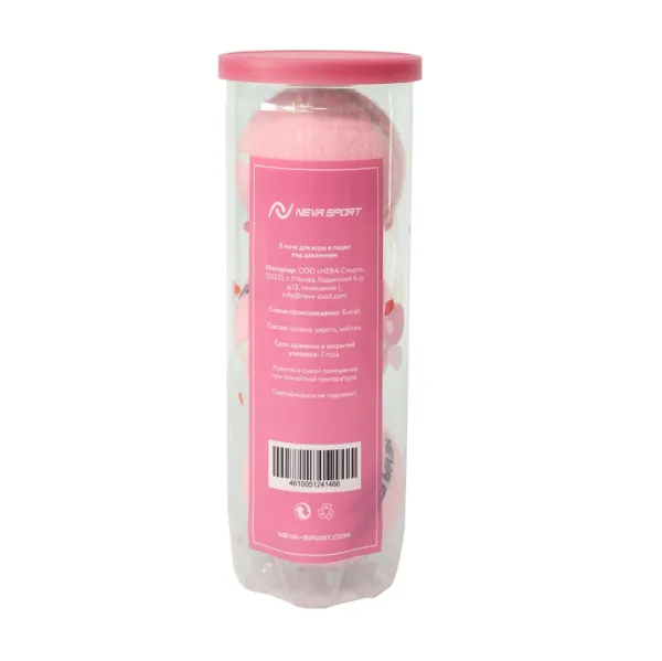 Мяч для падела NS Sakura, UAA2, уп.3 шт, сукно, нат.резина, розовый за 824.50 ₽ в Пензе