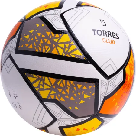 Мяч футб. TORRES Club, F323965, р.5, 10 пан., ПУ, гибрид. сшив, бел-оранж-желт за 2&nbsp;225.30 ₽ купить в Пензе