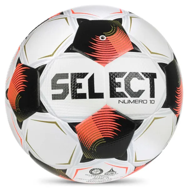 Мяч футб. SELECT Numero 10 V26, 0574071002, р.4, FIFA Basic, 32п, ПУ, гибр.сш, бело-черно-оранжевый за 8&nbsp;404.80 ₽ в Пензе